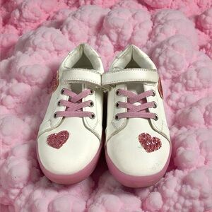 Fabkids Glitter Hearts Light-Up White and Pink Sneakers Little Girls Size 12